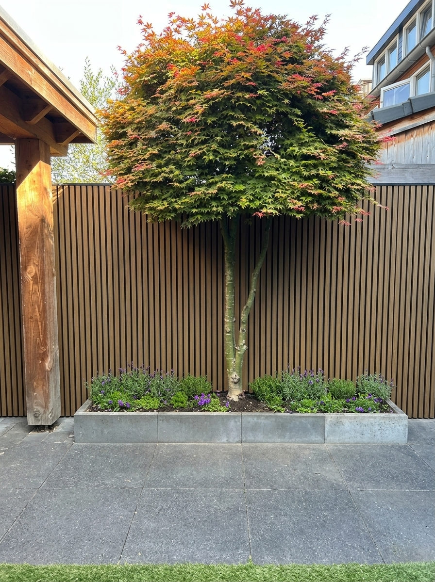 Tuin met composiet schutting
