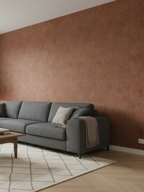 Woonkamer met Copper Oxide decor panelen