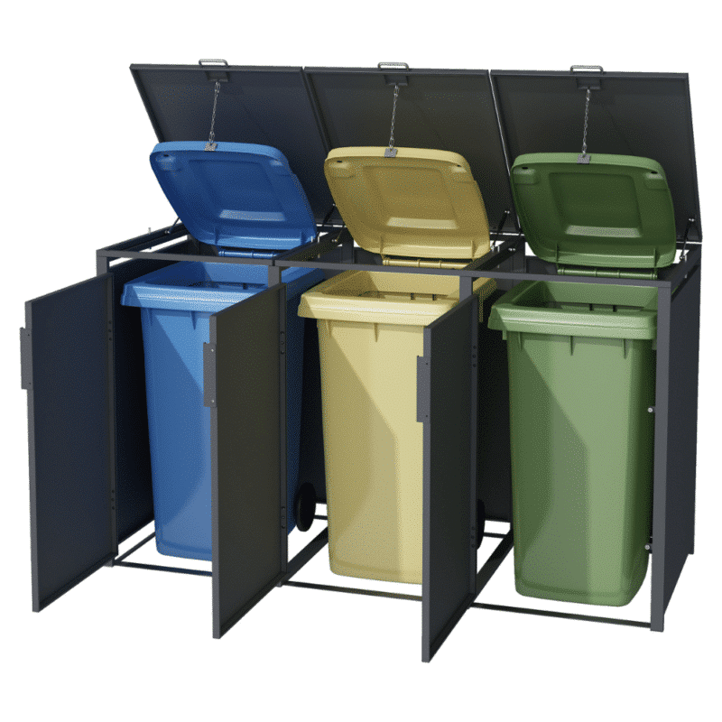 Alternative view of 3 vakken | Premium Kliko ombouw voor 240L | Container ombouw | Afvalboxen | Antraciet