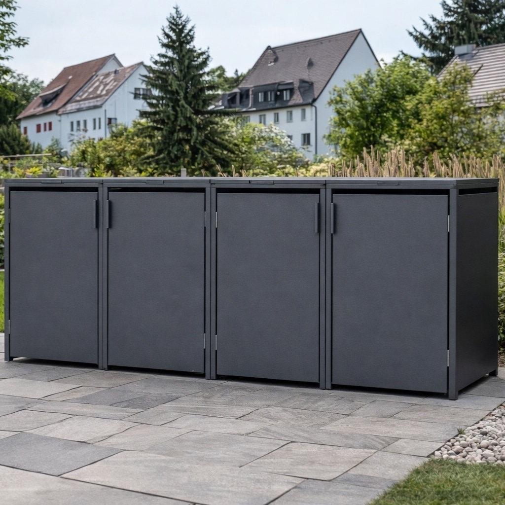 4 vakken (2x2)| Premium Kliko ombouw voor 240L | Container ombouw | Afvalboxen | Antraciet