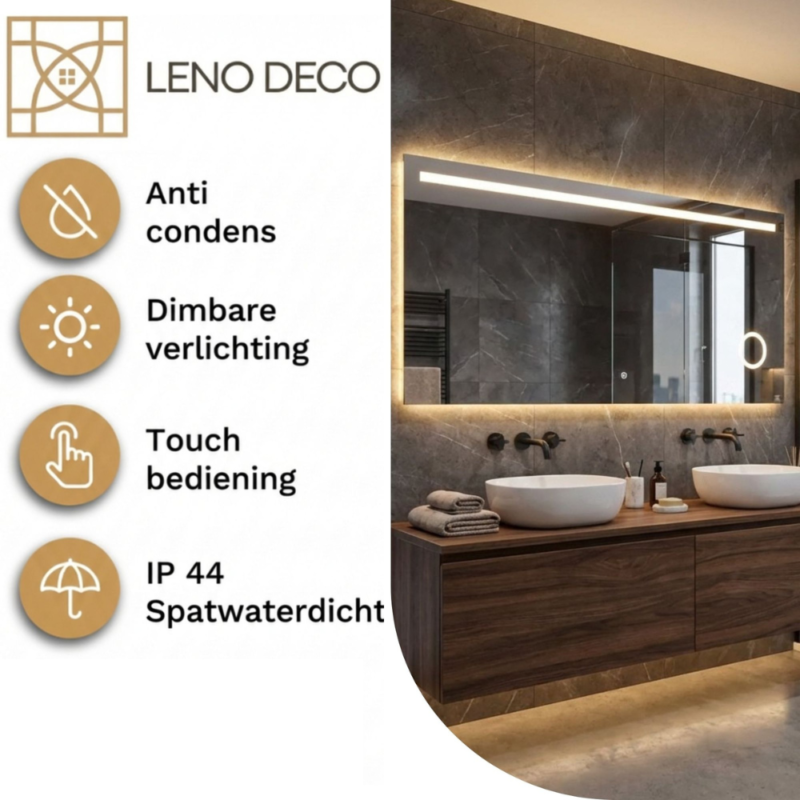 Alternative view of Badkamerspiegel | Rechthoek | met Ledstrip | Frameloos