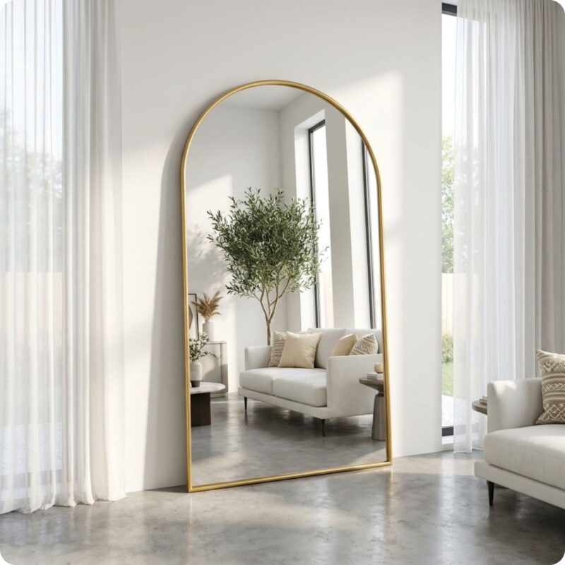 Deze stijlvolle passpiegel is de perfecte combinatie van functionaliteit en design. Dankzij het slanke zwarte frame en het minimalistische ontwerp past de spiegel moeiteloos in elk interieur – van 2 1