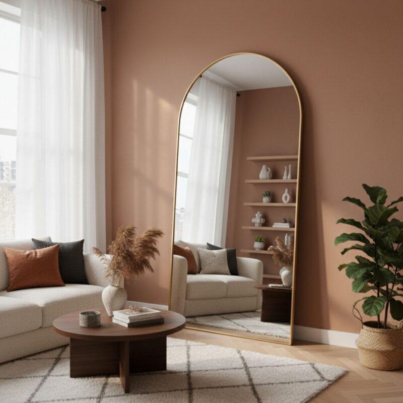 Staande spiegel met boog | Passpiegel | Grote spiegel | Inclusief frame | 180 x 100cm - Afbeelding 8