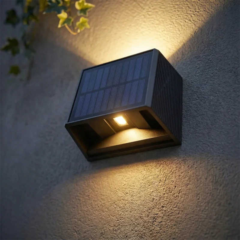 Buitenverlichting | LED wandlamp met solar | 1,5w | 2700k | zwart