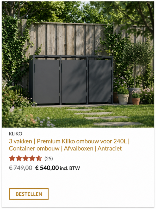 Kliko ombouw 3 vaks antraciet