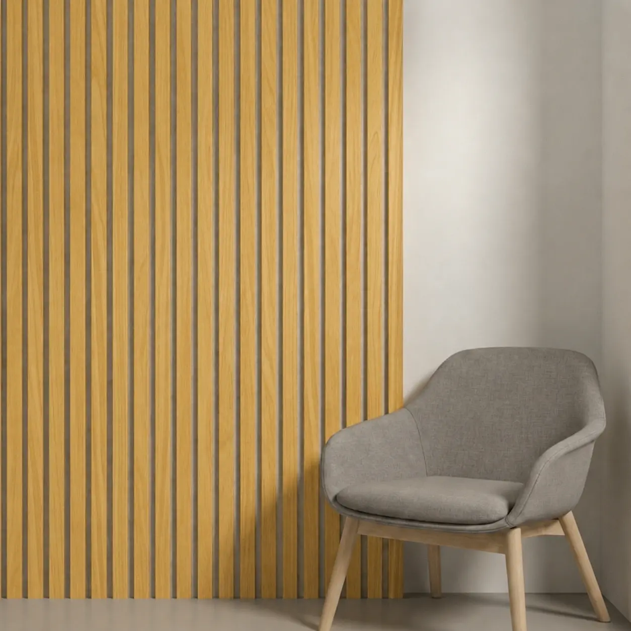 Akoestisch paneel | Klassiek eiken - creme vilt - 260 x 60cm