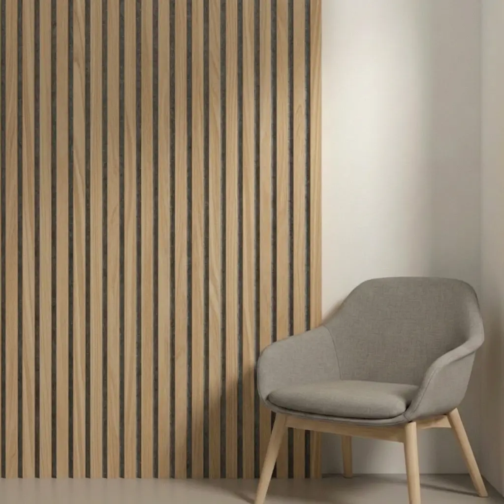 Akoestisch paneel | Klassiek eiken - grijs vilt - 260 x 60cm