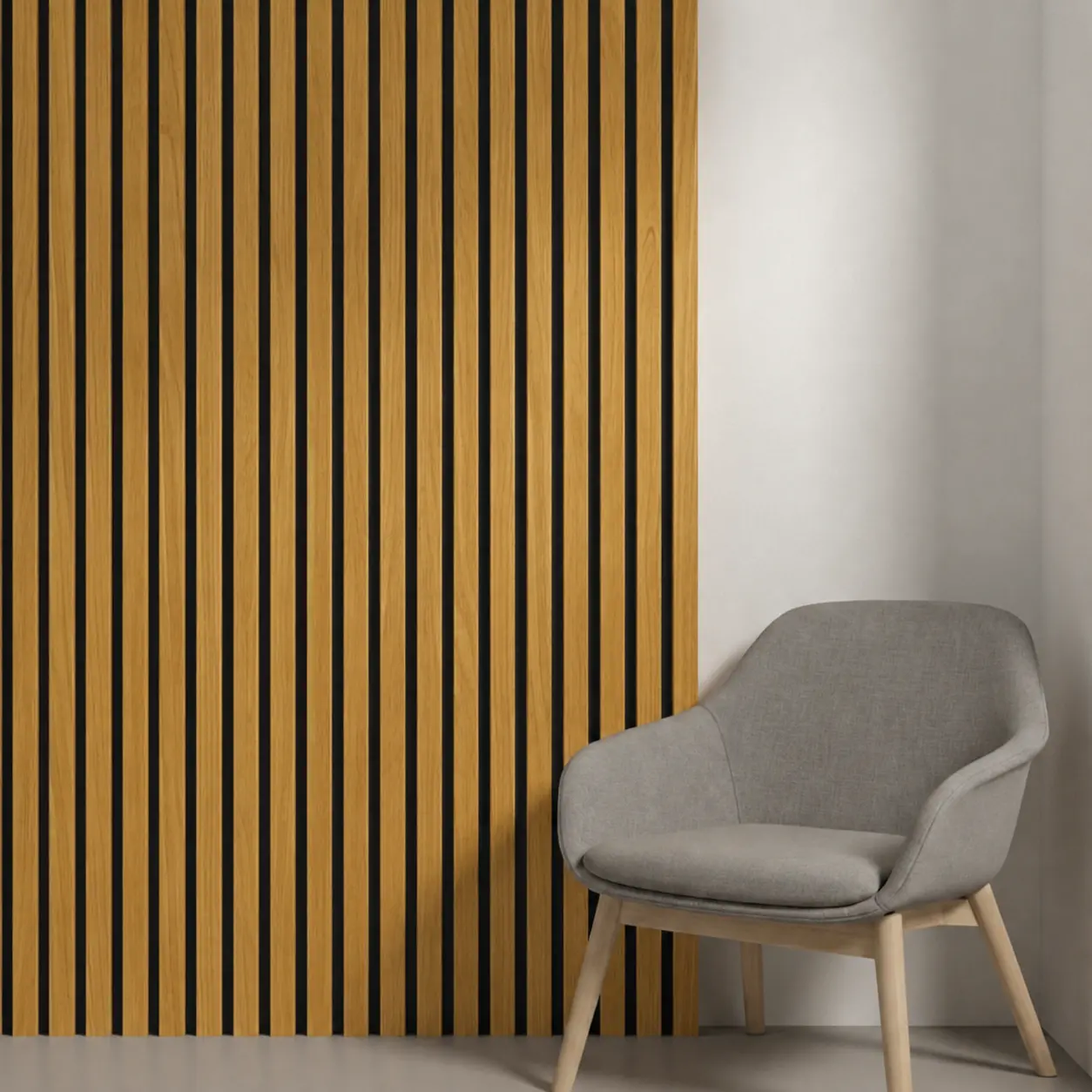 3 meter Akoestisch paneel | Klassiek eiken - bruin MDF | 300 x 60cm