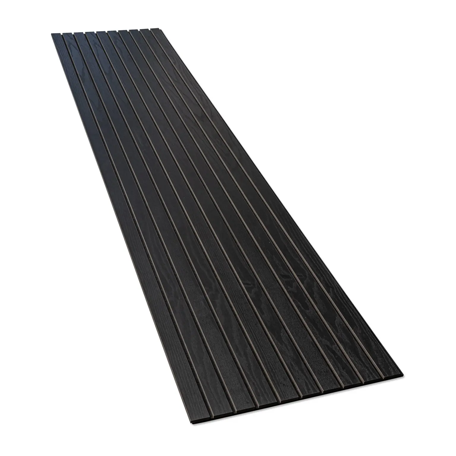 Akoestisch wandpaneel | brede latten (50mm) Zwart Eiken - 260x60cm