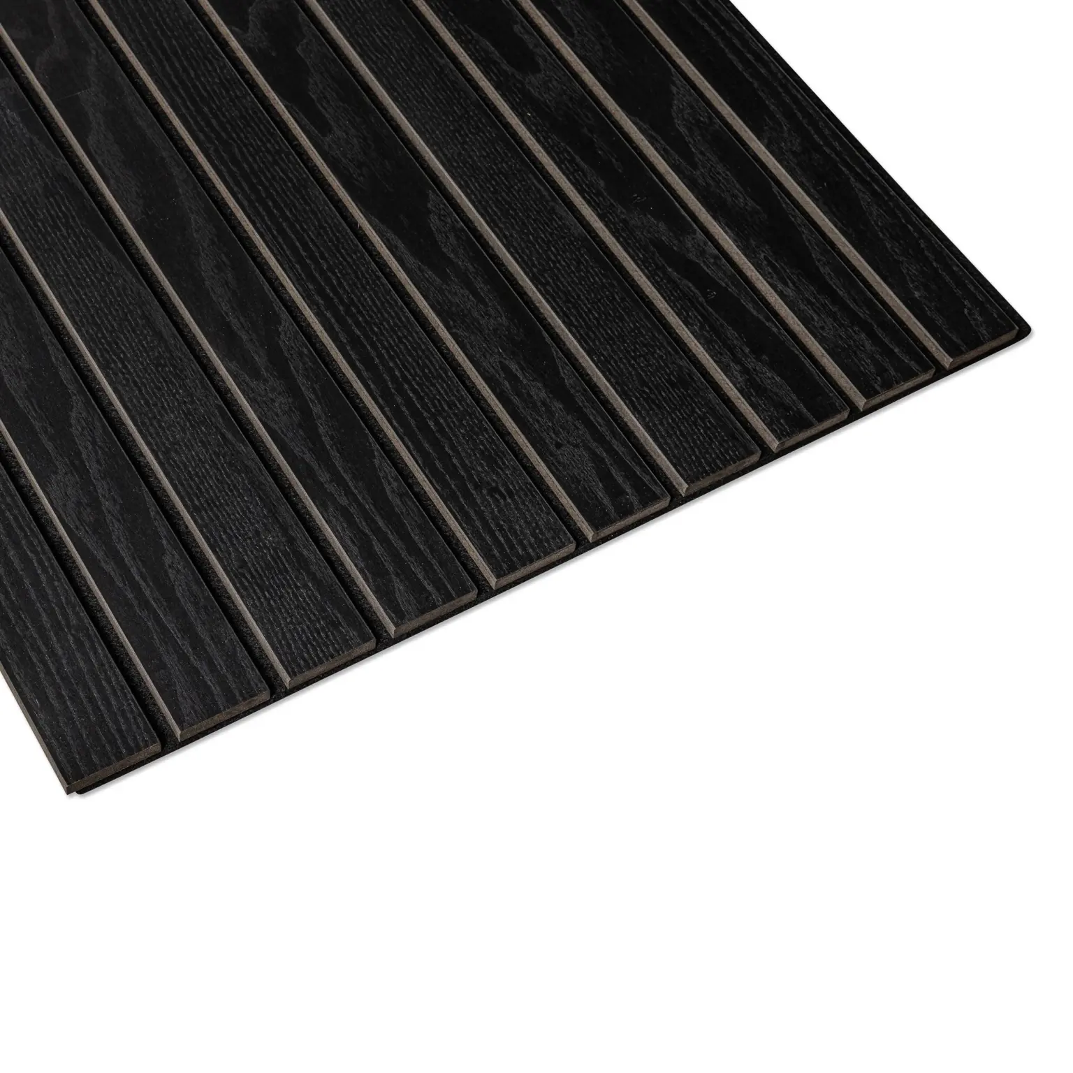 Akoestisch wandpaneel | brede latten (50mm) Zwart Eiken - 260x60cm
