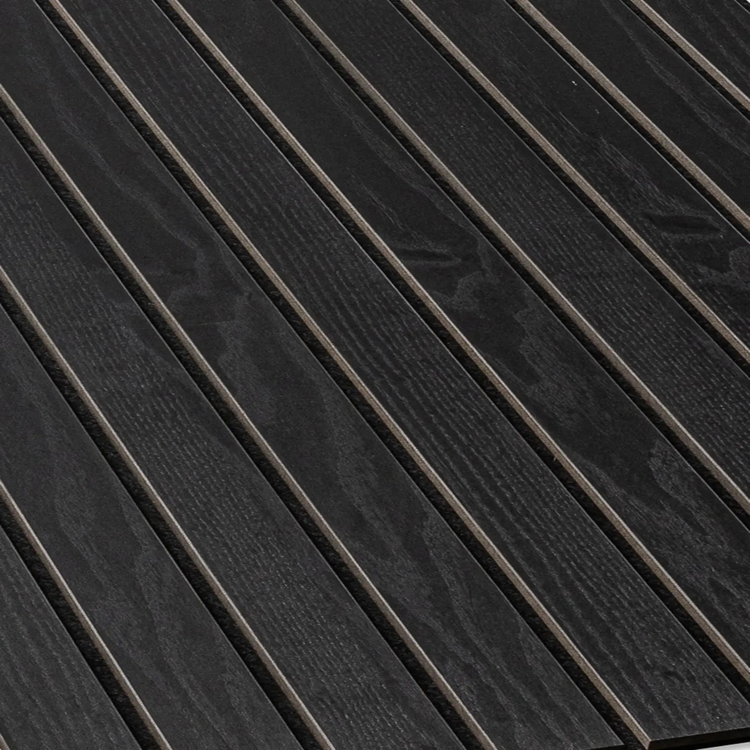 Akoestisch wandpaneel | brede latten (50mm) Zwart Eiken - 260x60cm