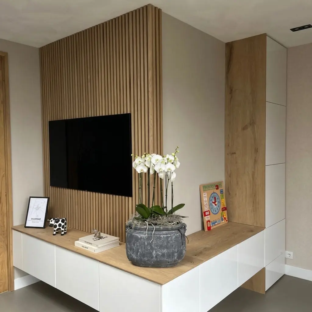 Akoestisch paneel | Klassiek eiken - creme vilt - 260 x 60cm