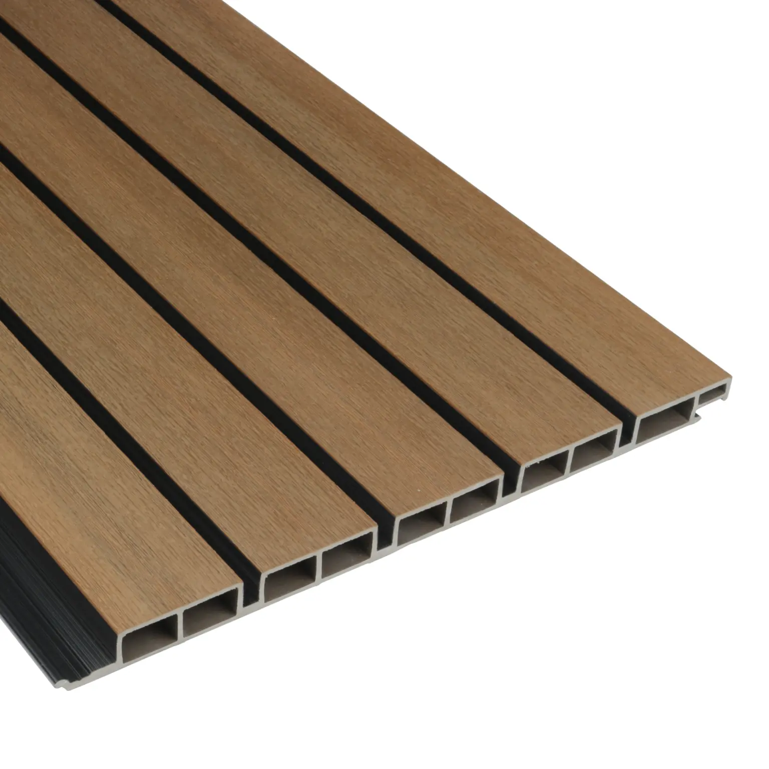 Premium Gevelbekleding - Composiet | Brede latten | Teak + Zwart | 2900 x 400mm