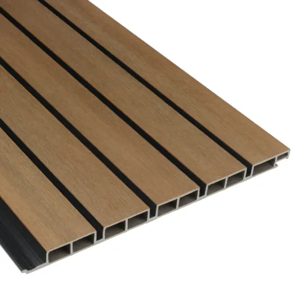 Premium Gevelbekleding - Composiet | Brede latten | Teak + Zwart | 2900 x 400mm