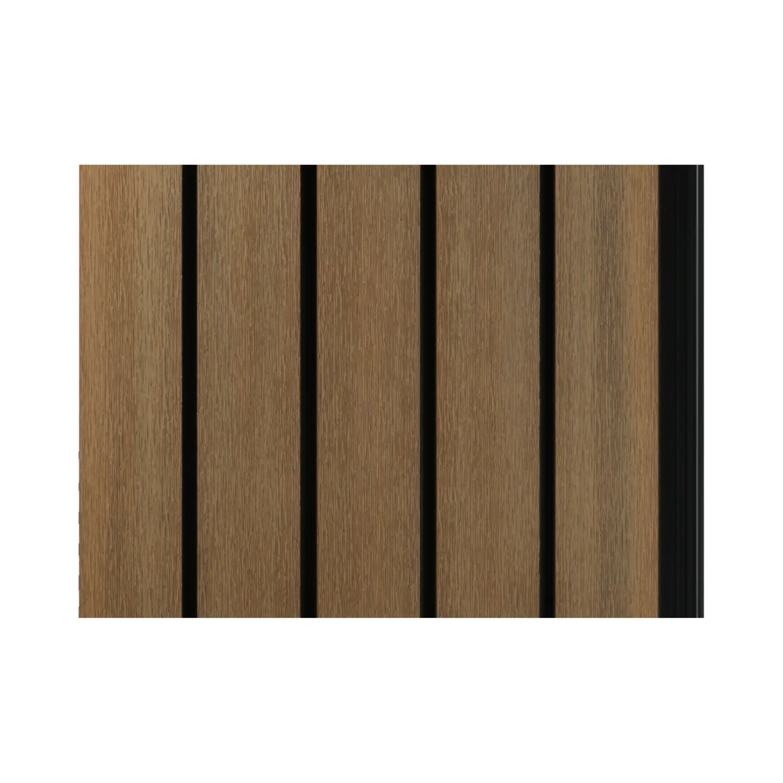 Monsterstuk brede latten gevelbekleding teak met zwart