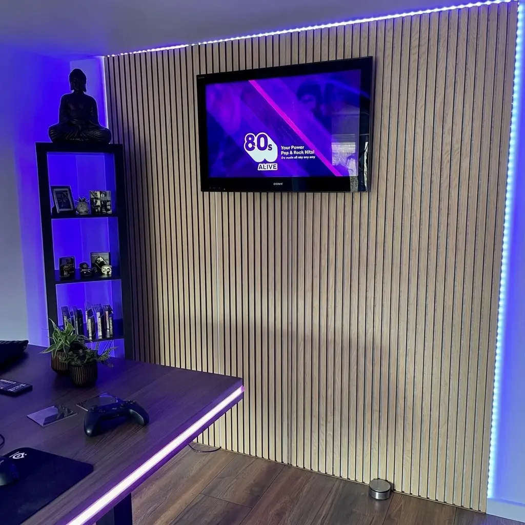 Akoestisch paneel | Klassiek eiken - grijs vilt - 260 x 60cm